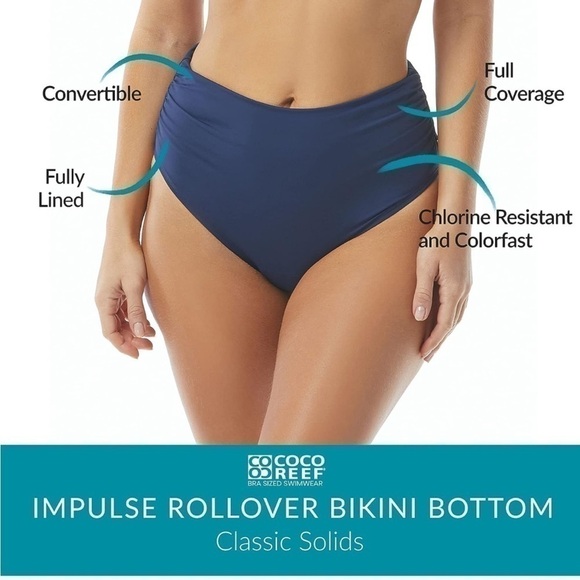 Coco Reef Women's Classic Solids
Impulse Rollover Bikini Swim Bottom
Size XL NEW - Picture 8 of 9